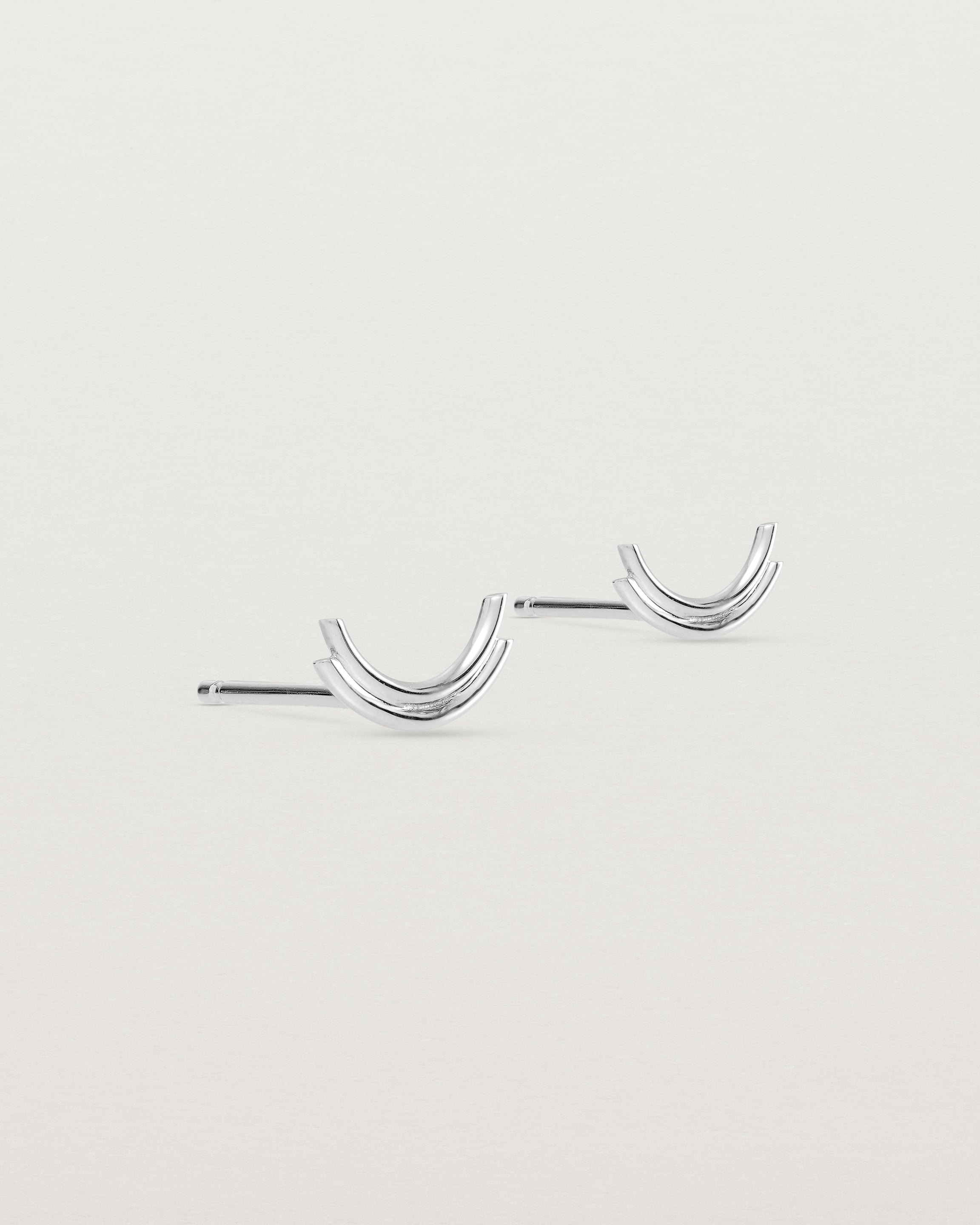 Angled view of the Lai Studs in sterling silver.