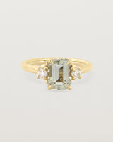 Front view of the Laurel Emerald Trio Ring | Green Amethyst | Yellow Gold.