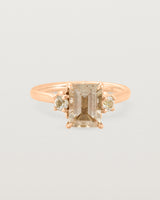 Front view of the Laurel Emerald Trio Ring | Savannah Sunstone | Rose Gold.
