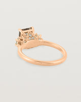 Back view of the Laurel Emerald Trio Ring | Smokey Quartz | Rose Gold.