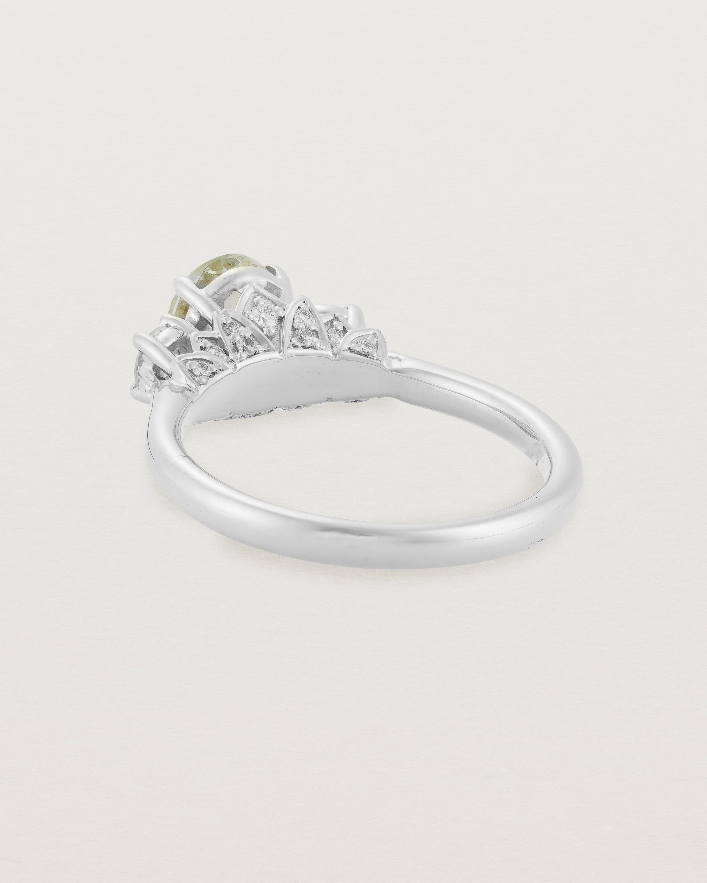Back view of the Laurel Oval Trio Ring | Green Amethyst | White Gold.