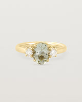 Front view of the Laurel Oval Trio Ring | Green Amethyst | Yellow Gold.