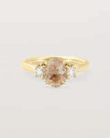 Front view of the Laurel Oval Trio Ring | Savannah Sunstone | Yellow Gold.