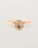 Front view of the Laurel Oval Trio Ring | Savannah Sunstone | Rose Gold.