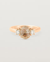 Front view of the Laurel Oval Trio Ring | Savannah Sunstone | Rose Gold.