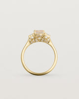 Standing view of the Laurel Oval Trio Ring | Savannah Sunstone | Yellow Gold.