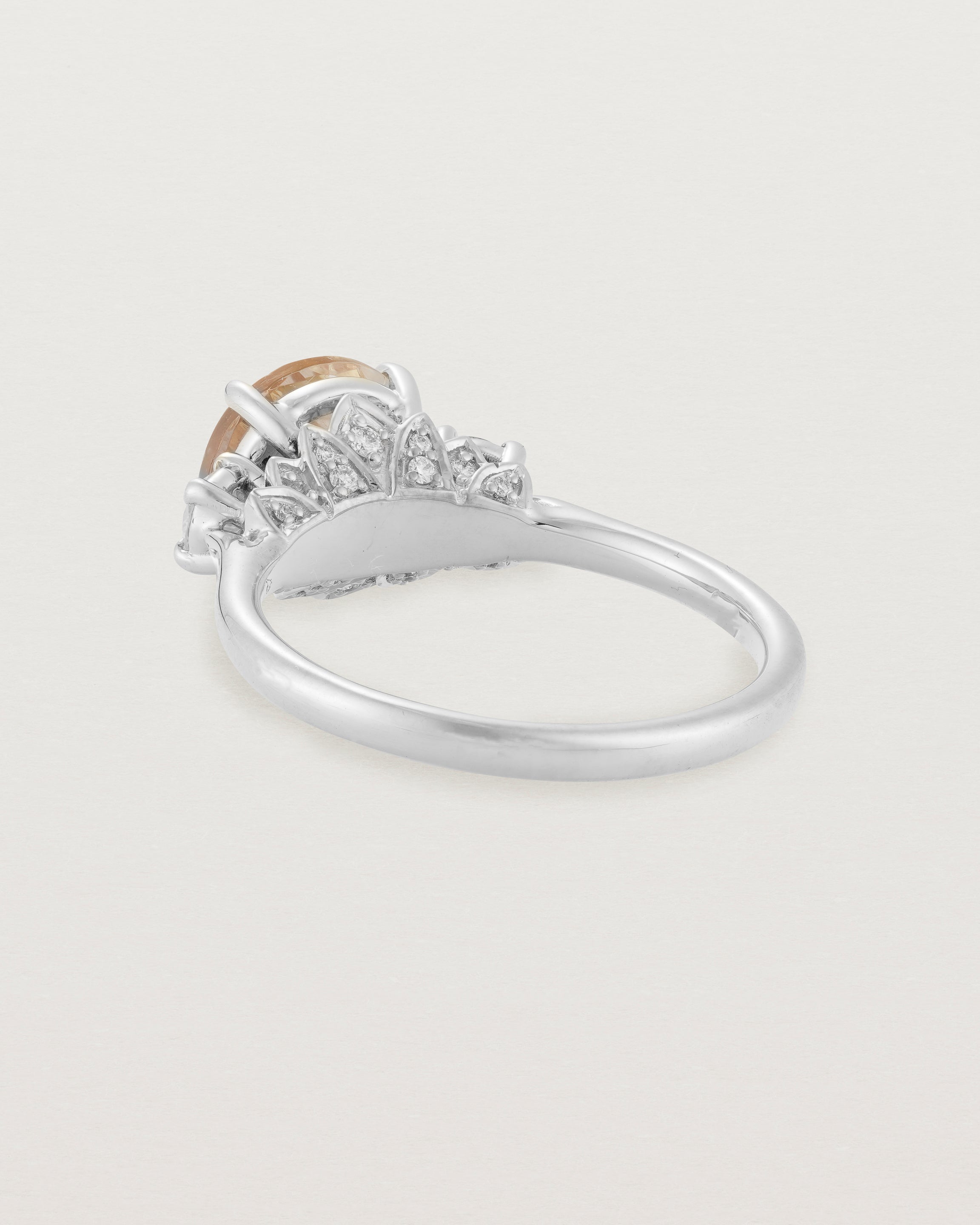 Back view of the Laurel Round Trio Ring | Savannah Sunstone | White Gold.