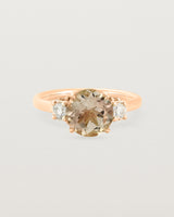 Front view of the Laurel Round Trio Ring | Savannah Sunstone | Rose Gold.