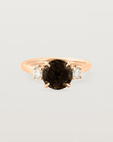 Front view of the Laurel Round Trio Ring | Smokey Quartz | Rose Gold.