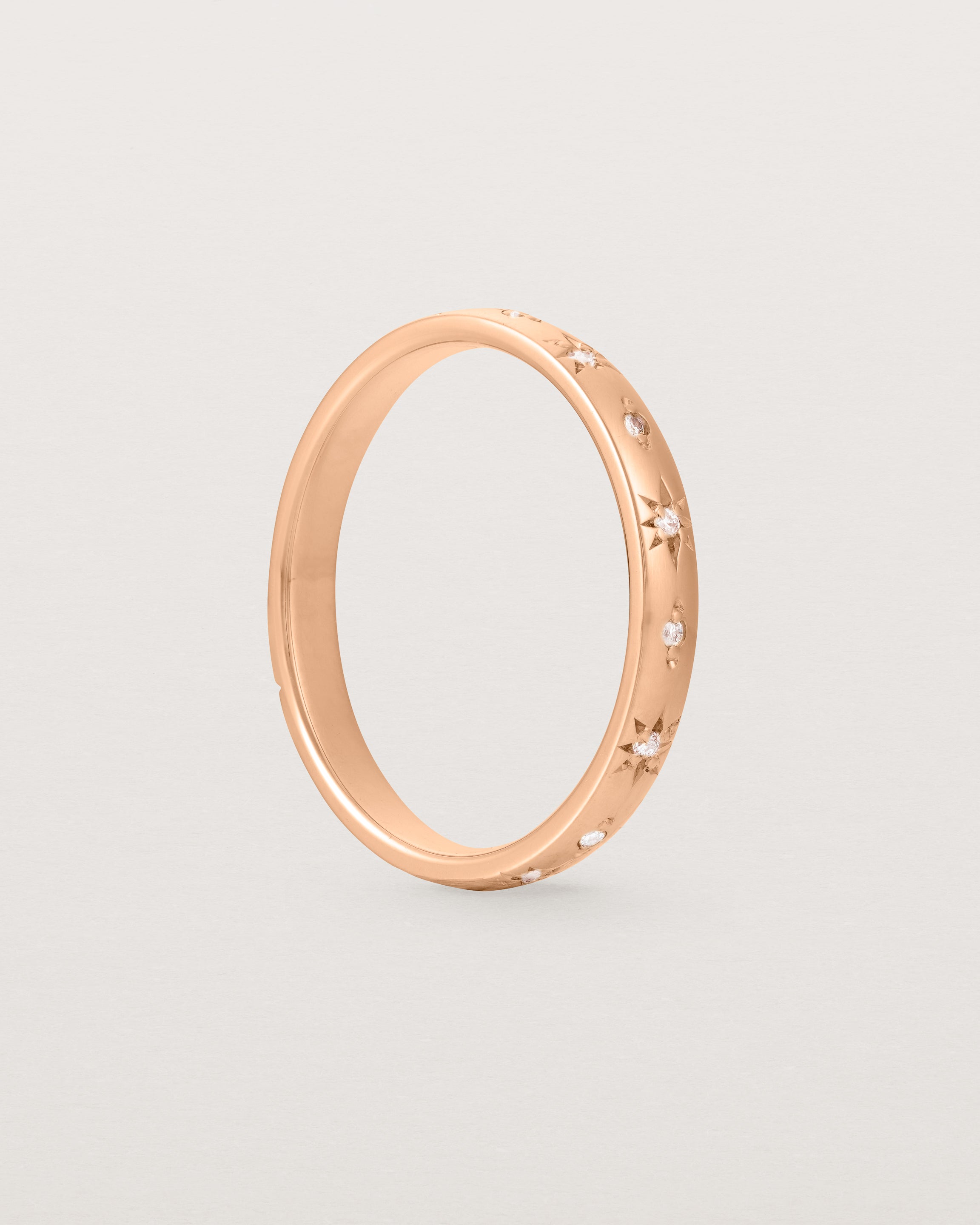 Standing view of the Leilani Ring | Diamonds | Rose Gold. 