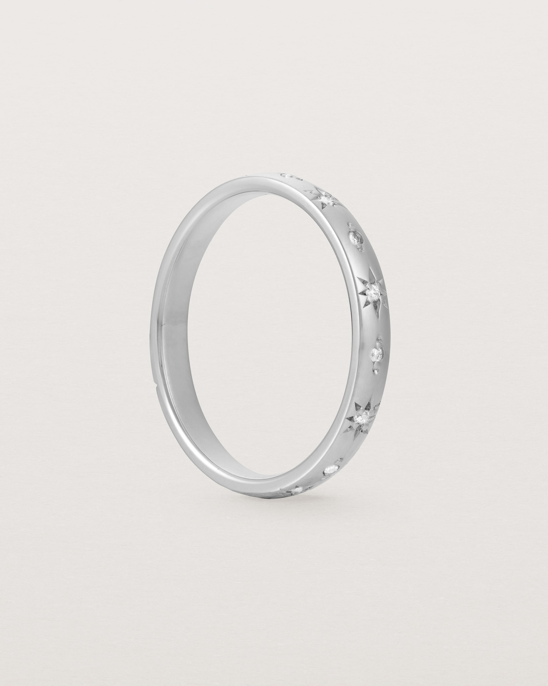 Standing view of the Leilani Ring | Diamonds | White Gold. 