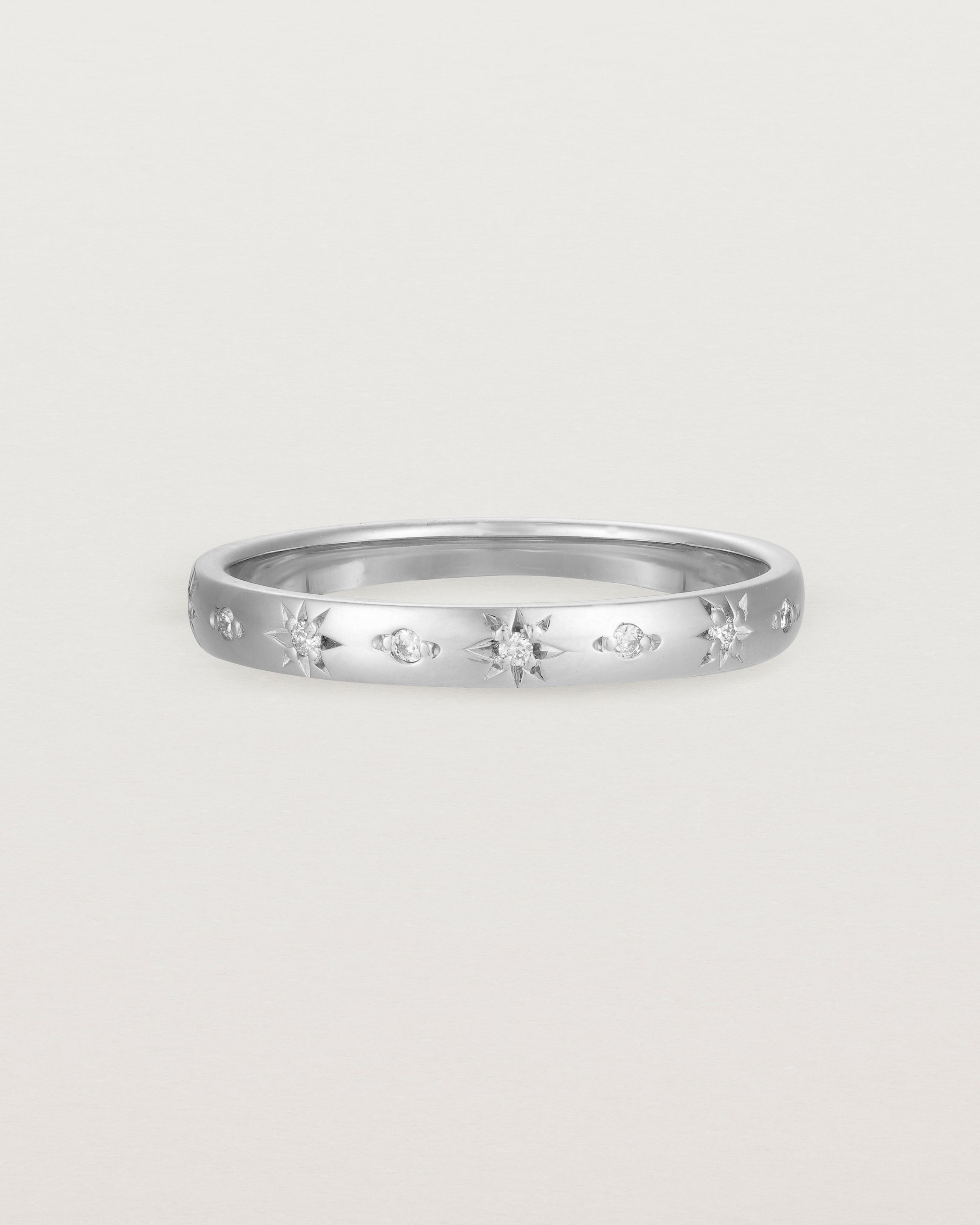 Angled view of the Leilani Ring | Diamonds | White Gold. 