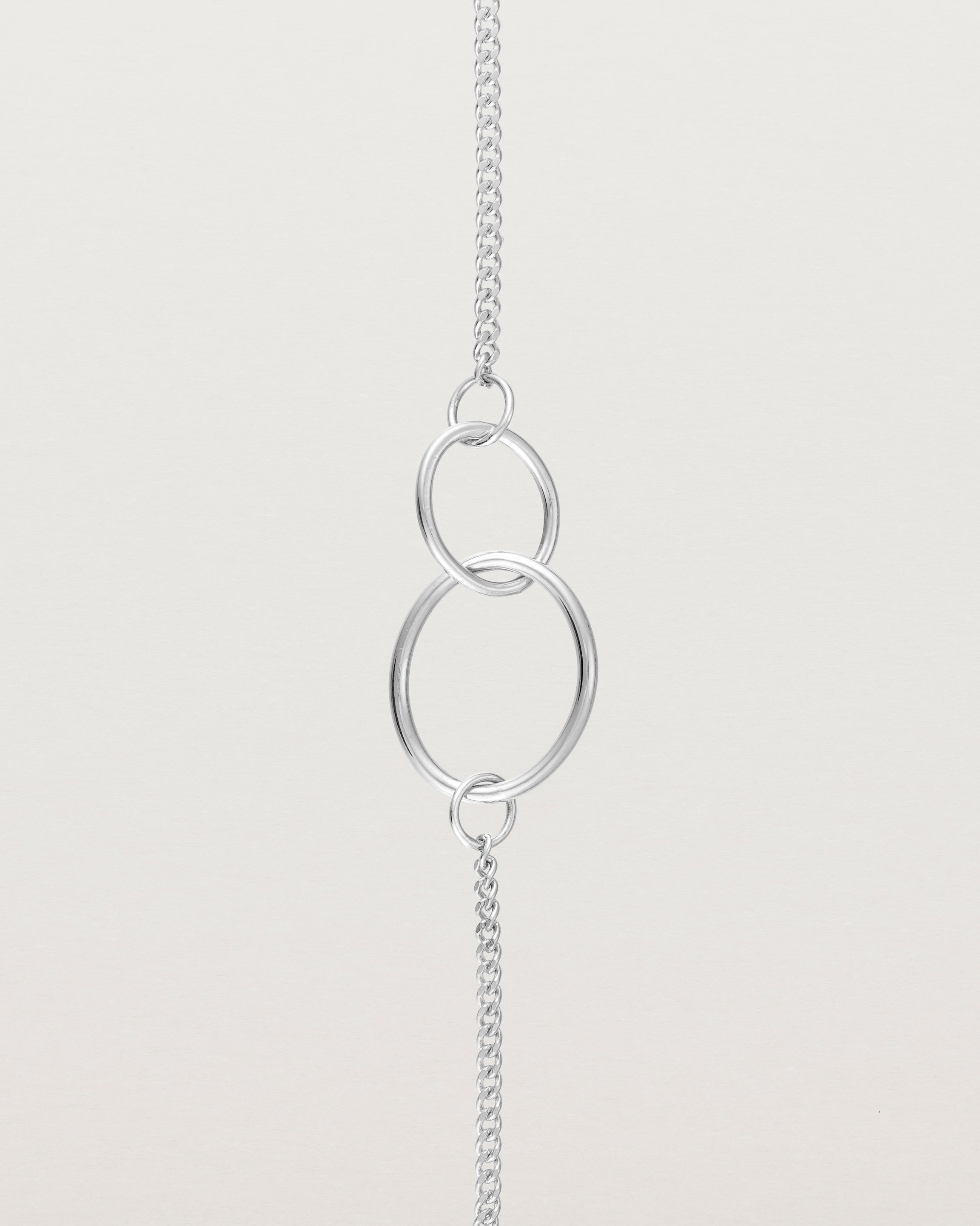close up view of the loop through oval bracelet in sterling silver