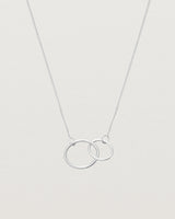 two circles interlinking on a white gold necklace