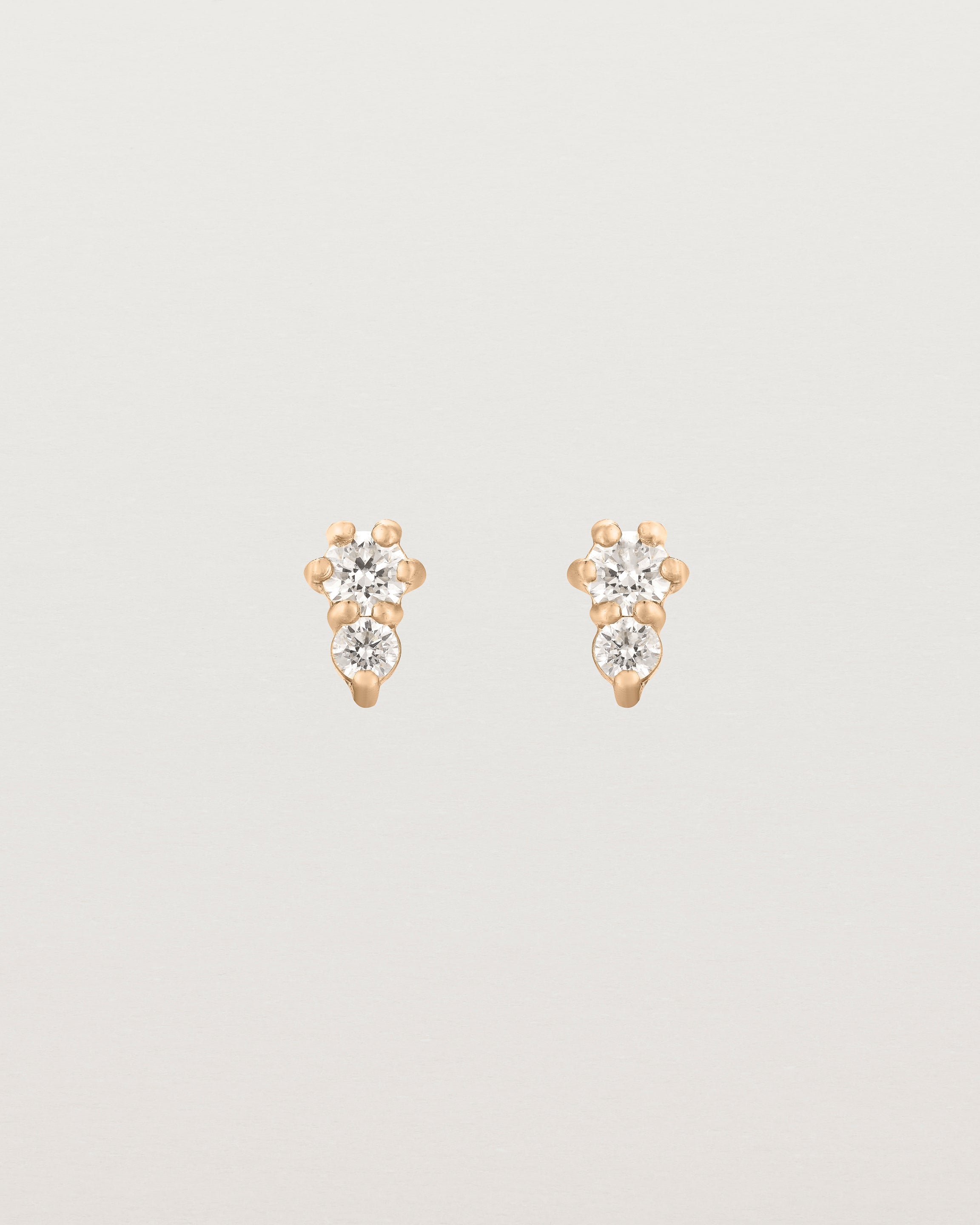 Lottie Studs | Diamond Front Rose Gold