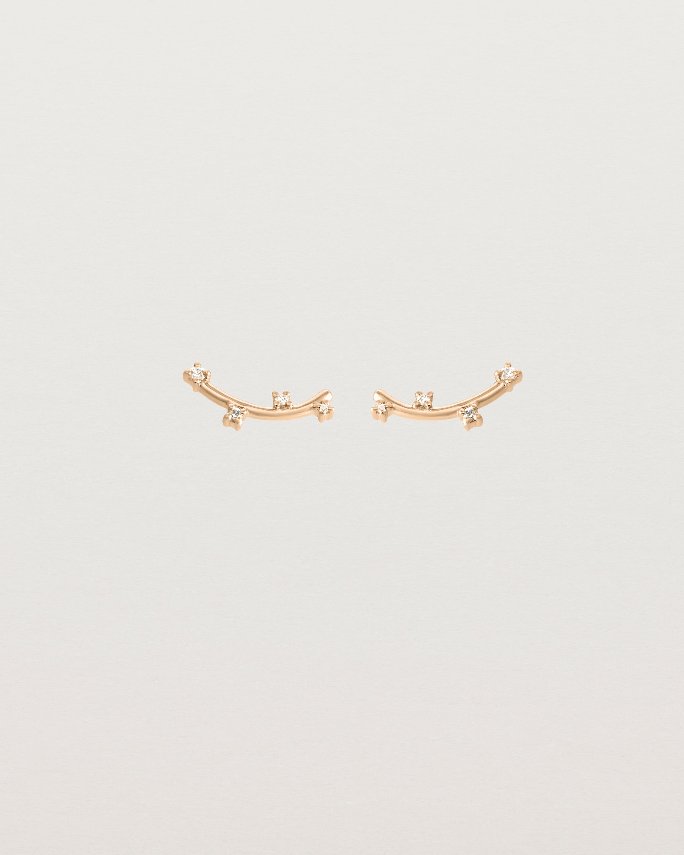 Front view of the Lyra Earrings | Diamond in rose gold.