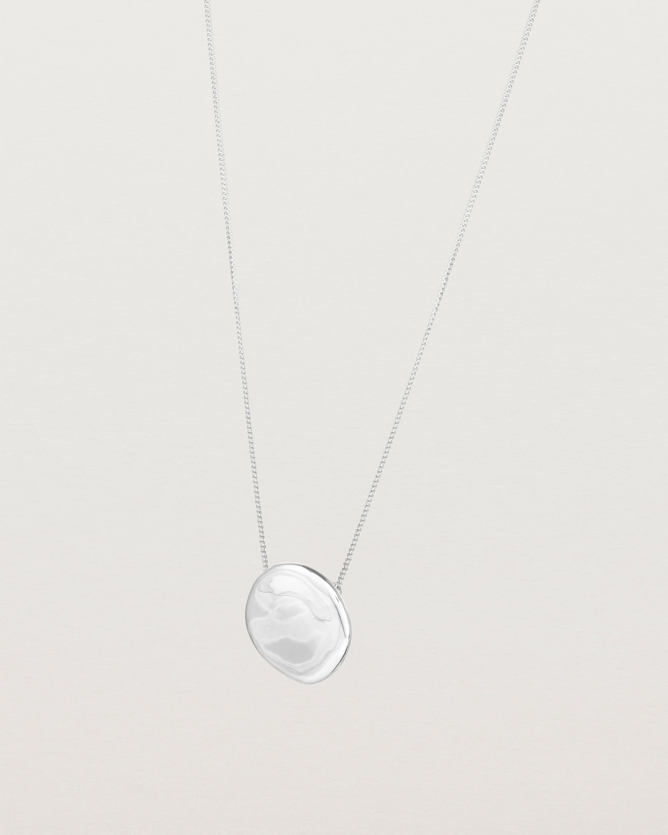 Angled view of the Mana Necklace in sterling silver.