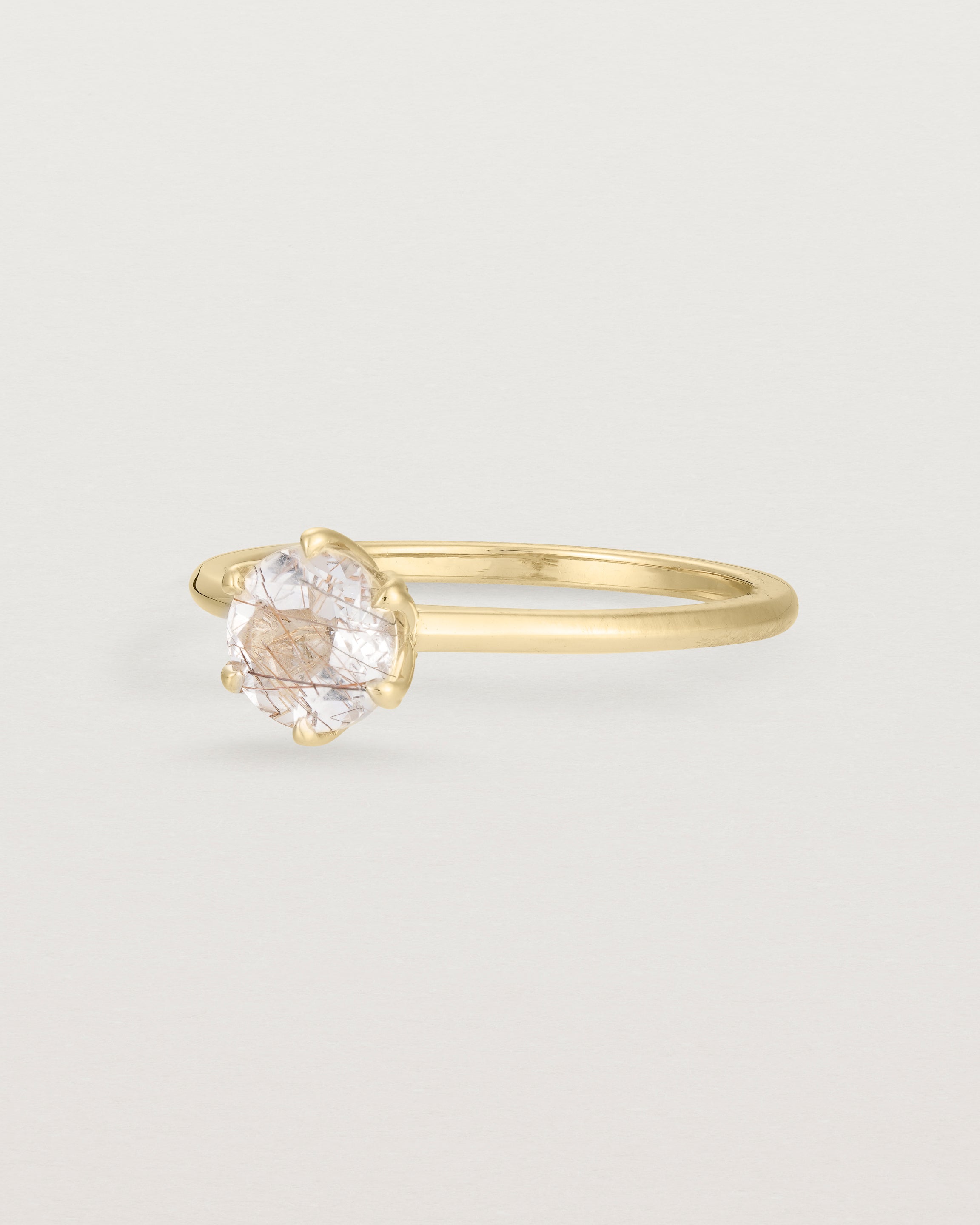 Mandala Solitaire Ring | Rutilated Quartz & Diamonds