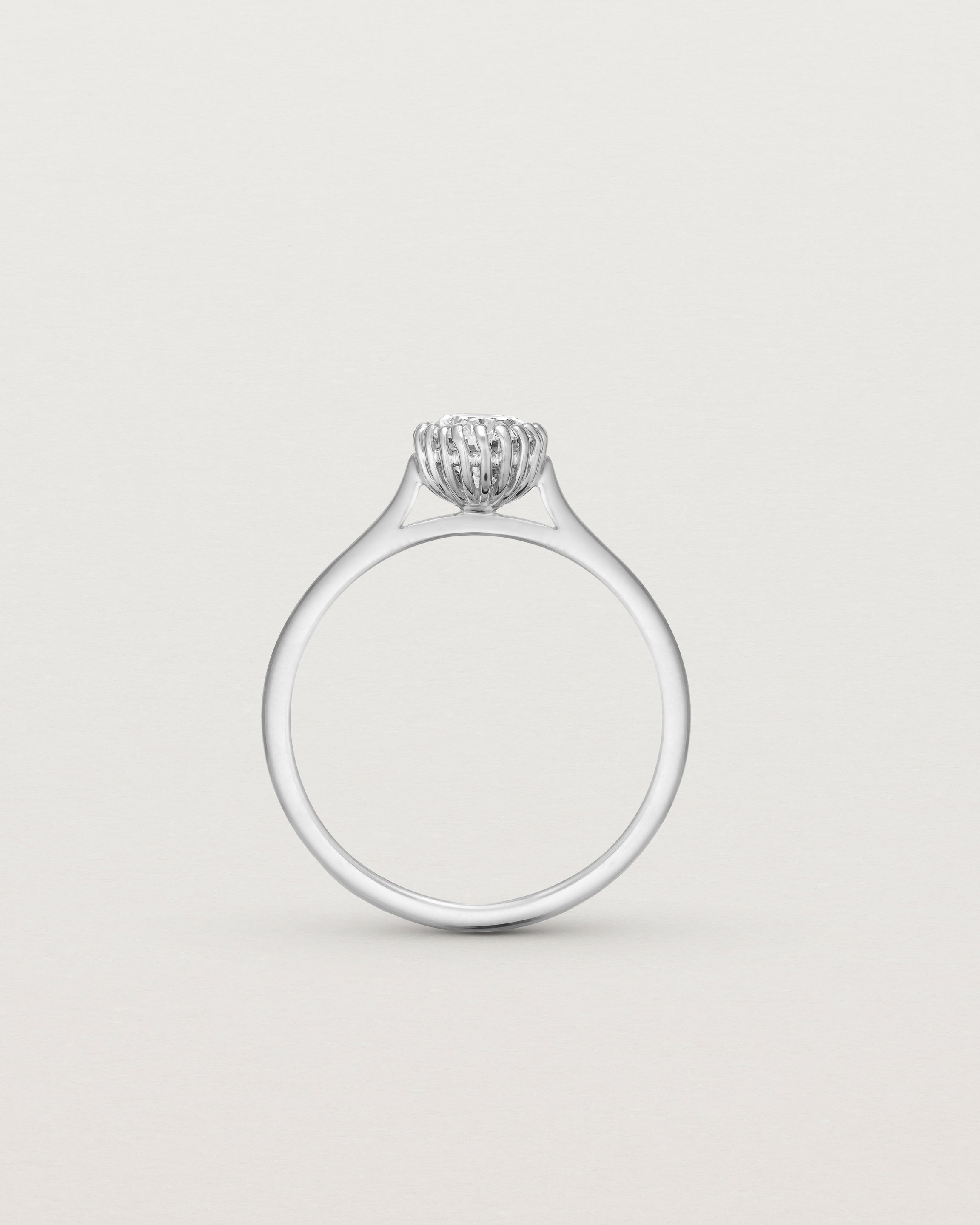 Standing view of the Meroë Oval Solitaire | Laboratory Grown Diamond in white gold.