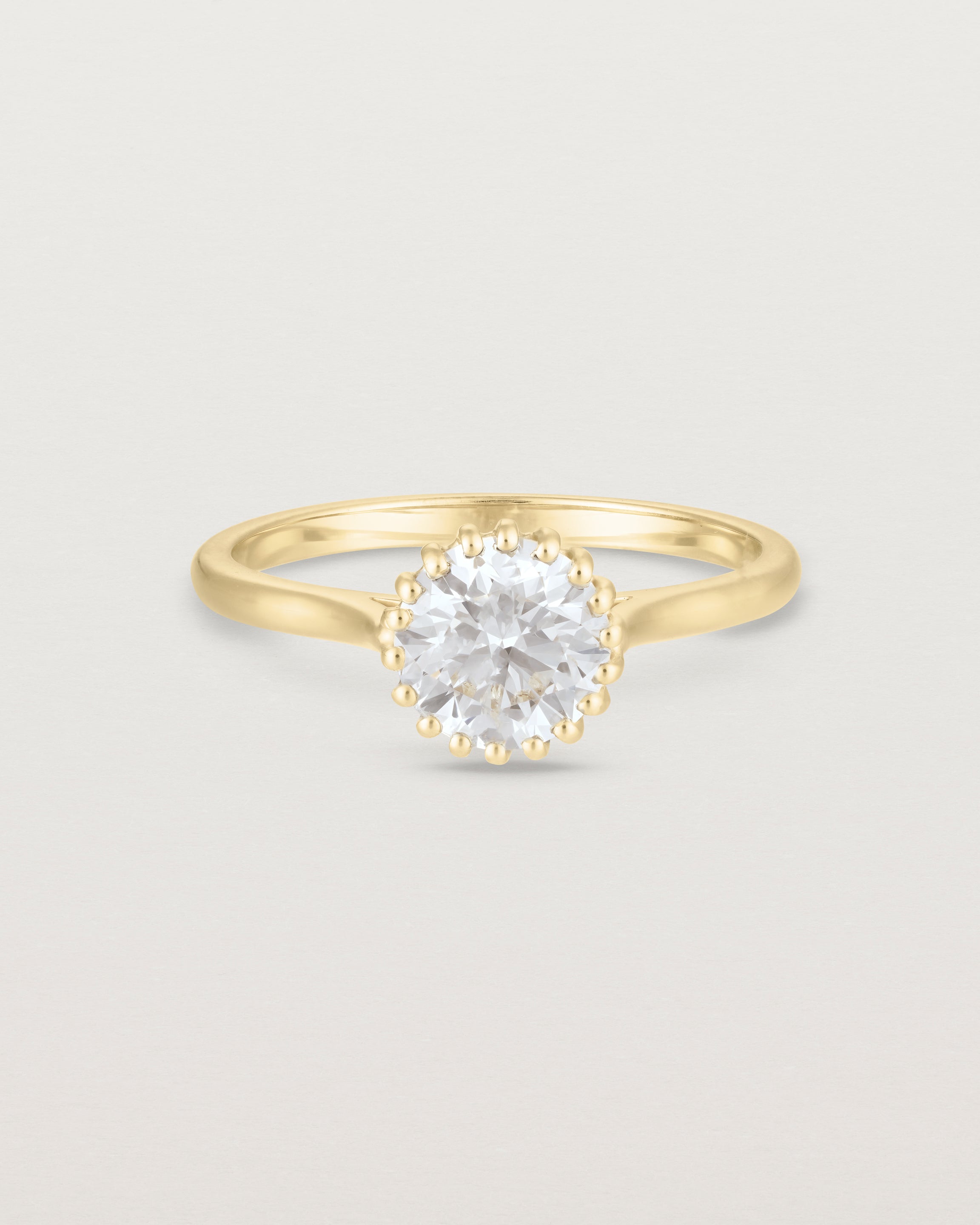 Front view of the Meroë Round Solitaire | Laboratory Grown Diamond in yellow gold