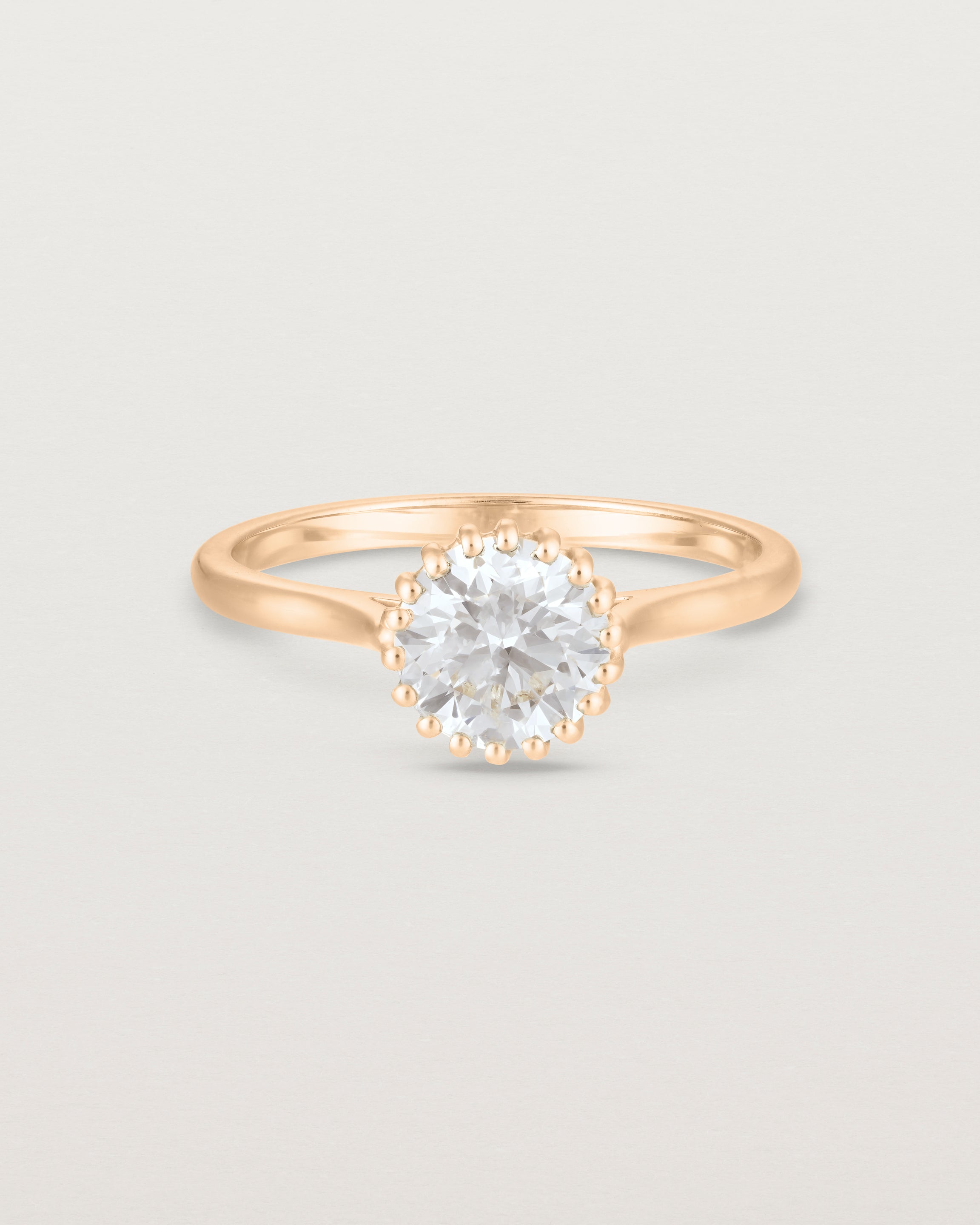 Front view of the Meroë Round Solitaire | Laboratory Grown Diamond in rose gold.