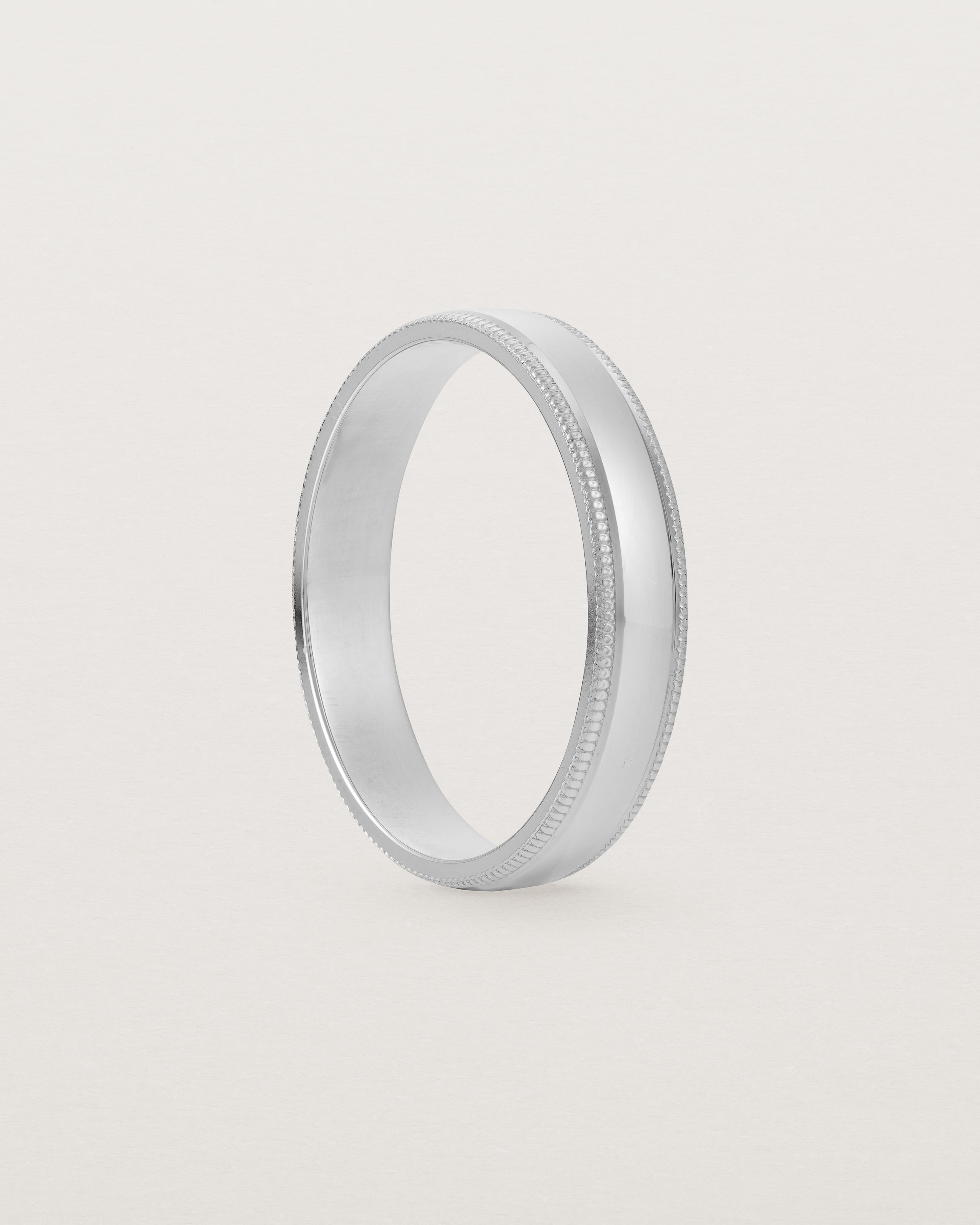 4mm millgrain wedding band in white gold