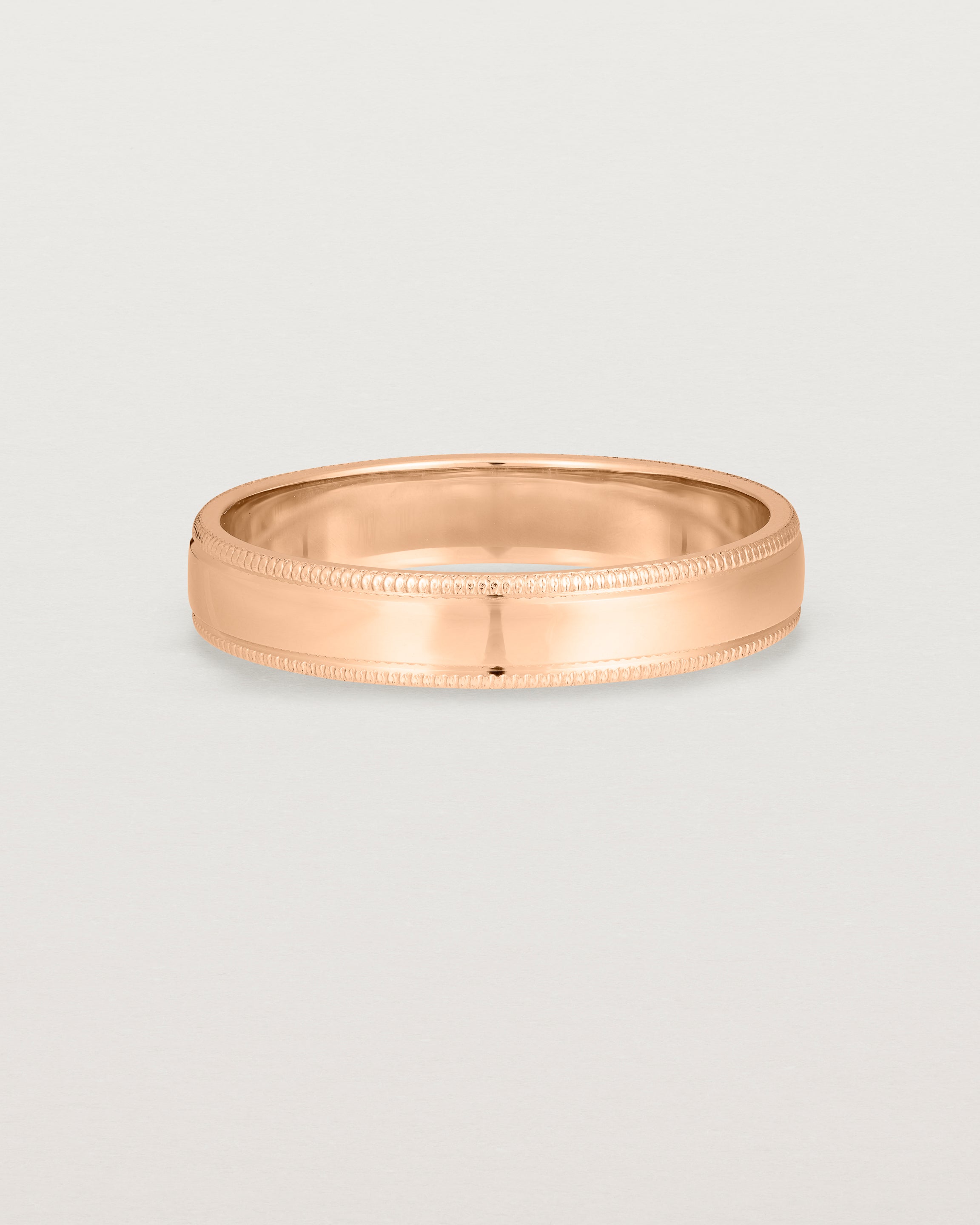 4mm millgrain wedding band in rose gold