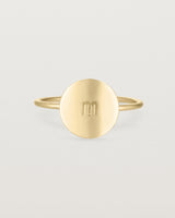 Front view of the Mini Initial Ring in Yellow Gold.