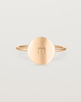 Front view of the Mini Initial Ring in Rose Gold.