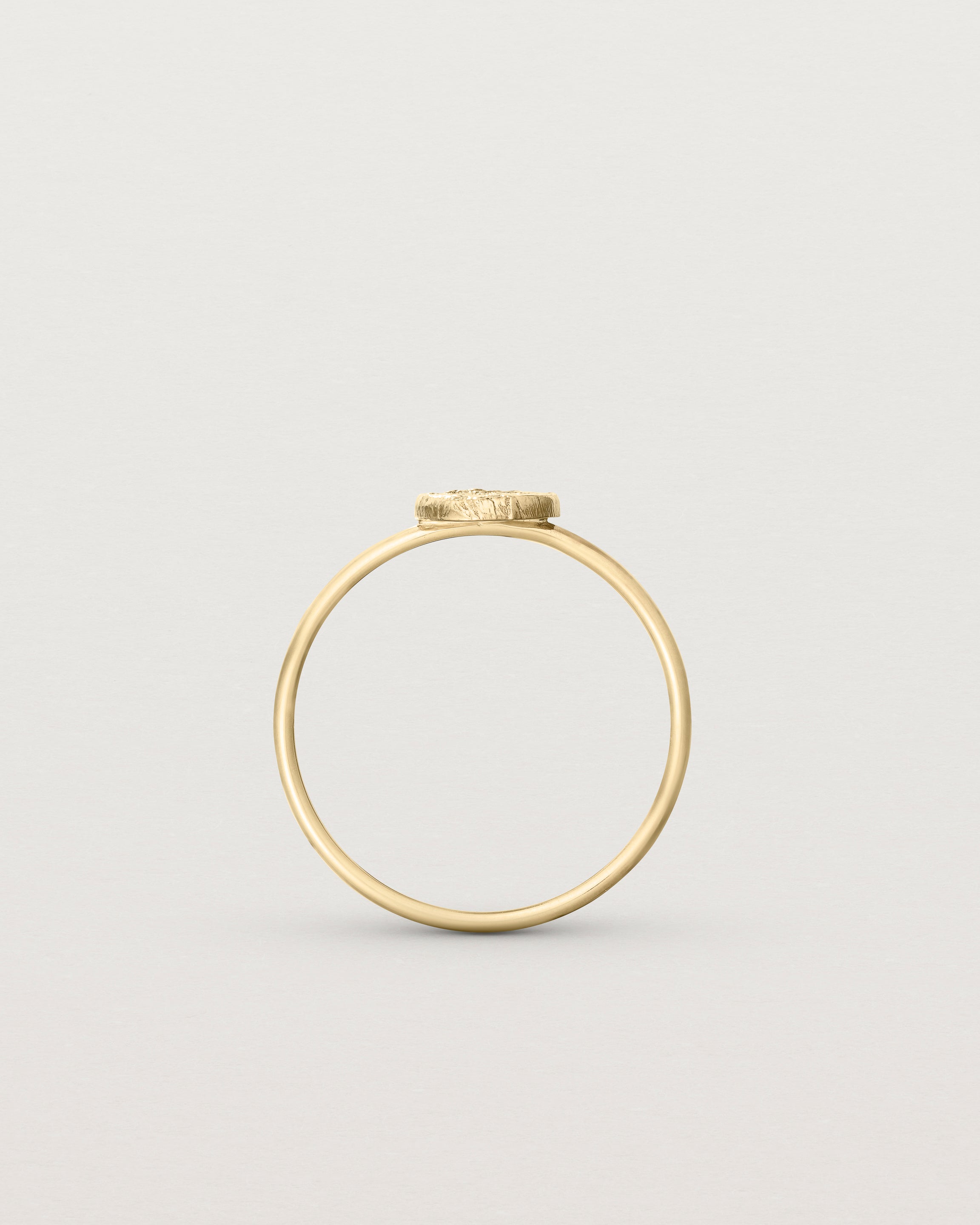 Standing view of the Moon Ring in yellow gold.