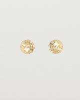 A pair of textured circular yellow gold studs