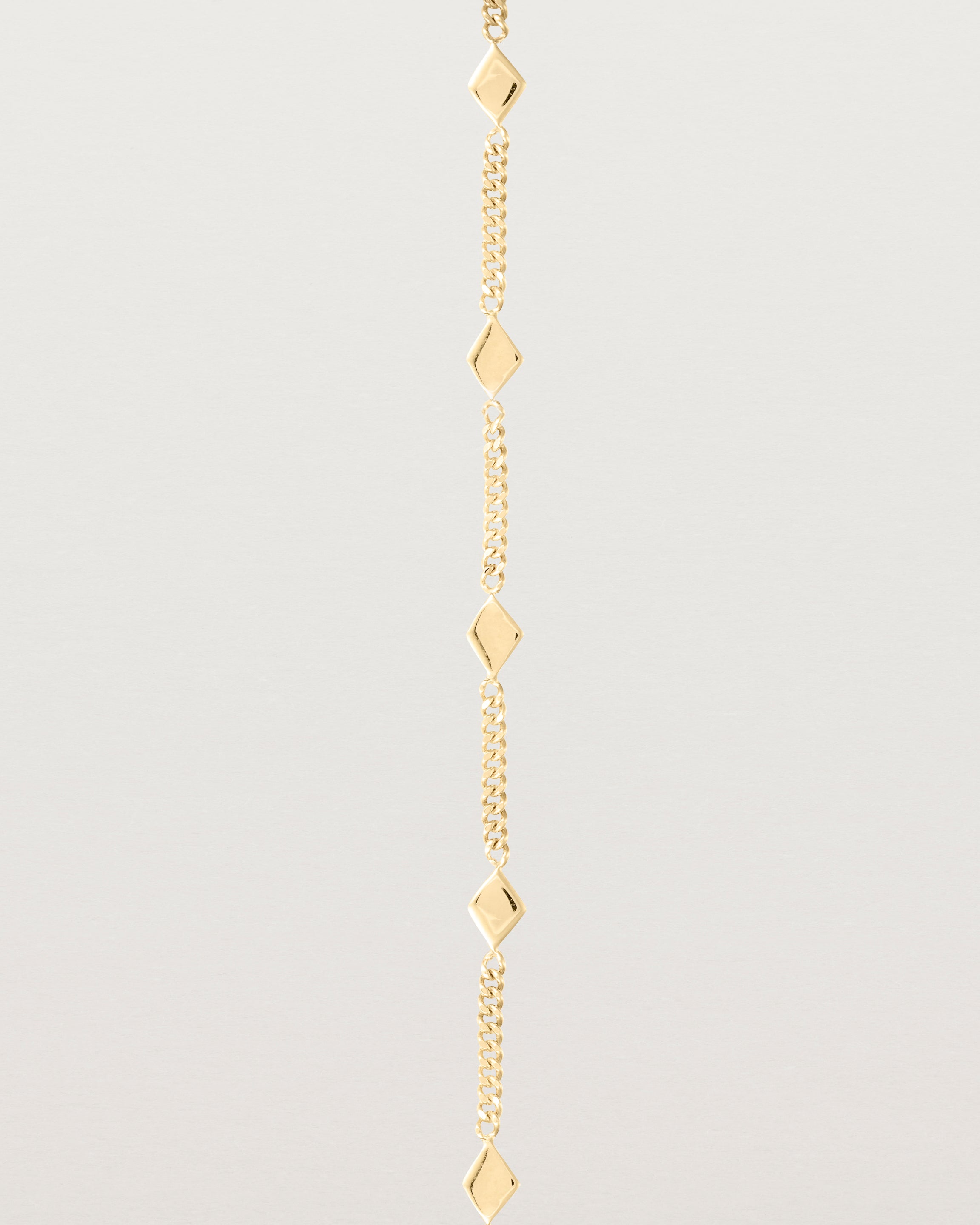 Close up of the Nuna Charm Bracelet in Yellow Gold.
