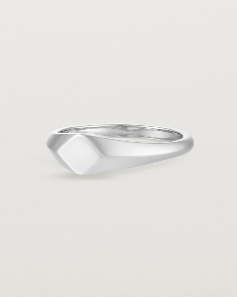 Angled view of the Front view of the Nuna Signet Ring | Sterling Silver.