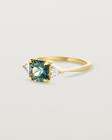 Angle view of the Rosy Trio Ring | Sapphire & Diamonds.