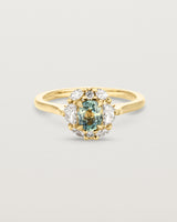 Front view of the Mathilde Vintage Halo Ring | Sapphire & Diamonds.
