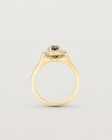 Standing view of the Mathilde Vintage Halo Ring | Sapphire & Diamonds.