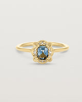 Front view of the Jolie Millgrain Halo Ring | Parti Sapphire.