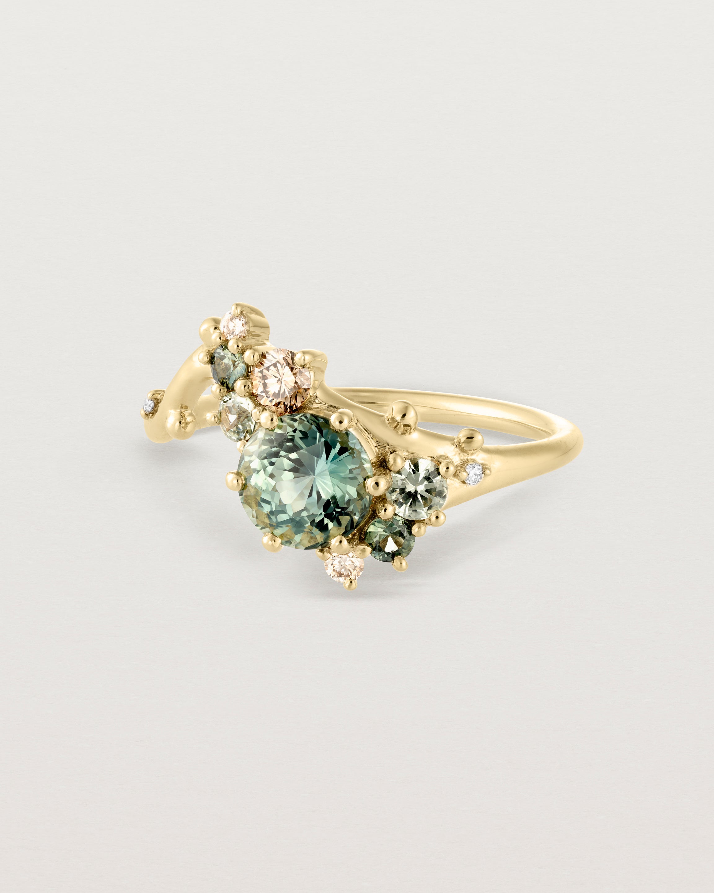 Angled view of the Liana | Cluster Ring | Sapphires