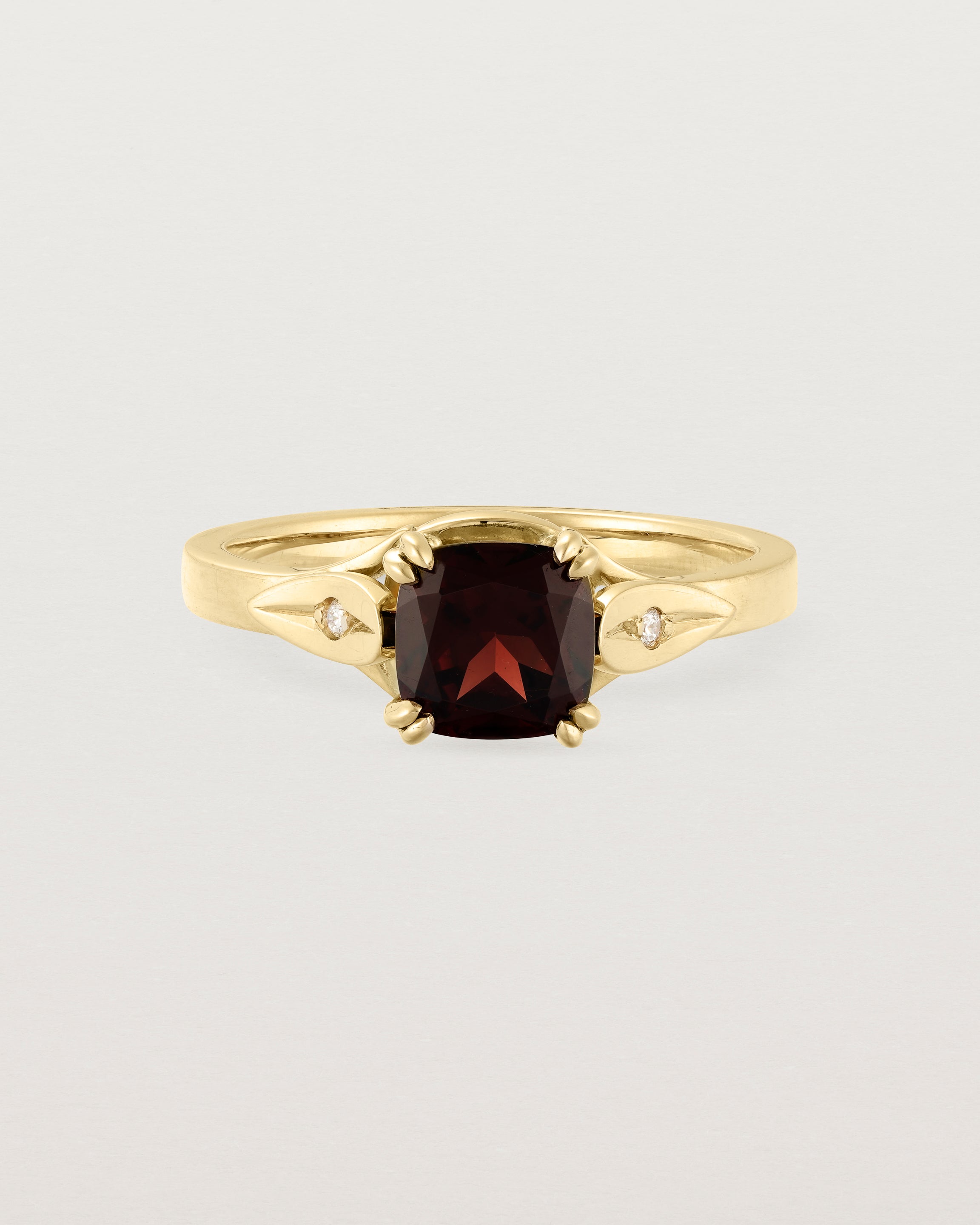 Front view of the Rosalie | Vintage Sweeping Solitaire | Garnet.