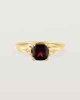 Front view of the Rosalie | Vintage Sweeping Solitaire | Garnet.