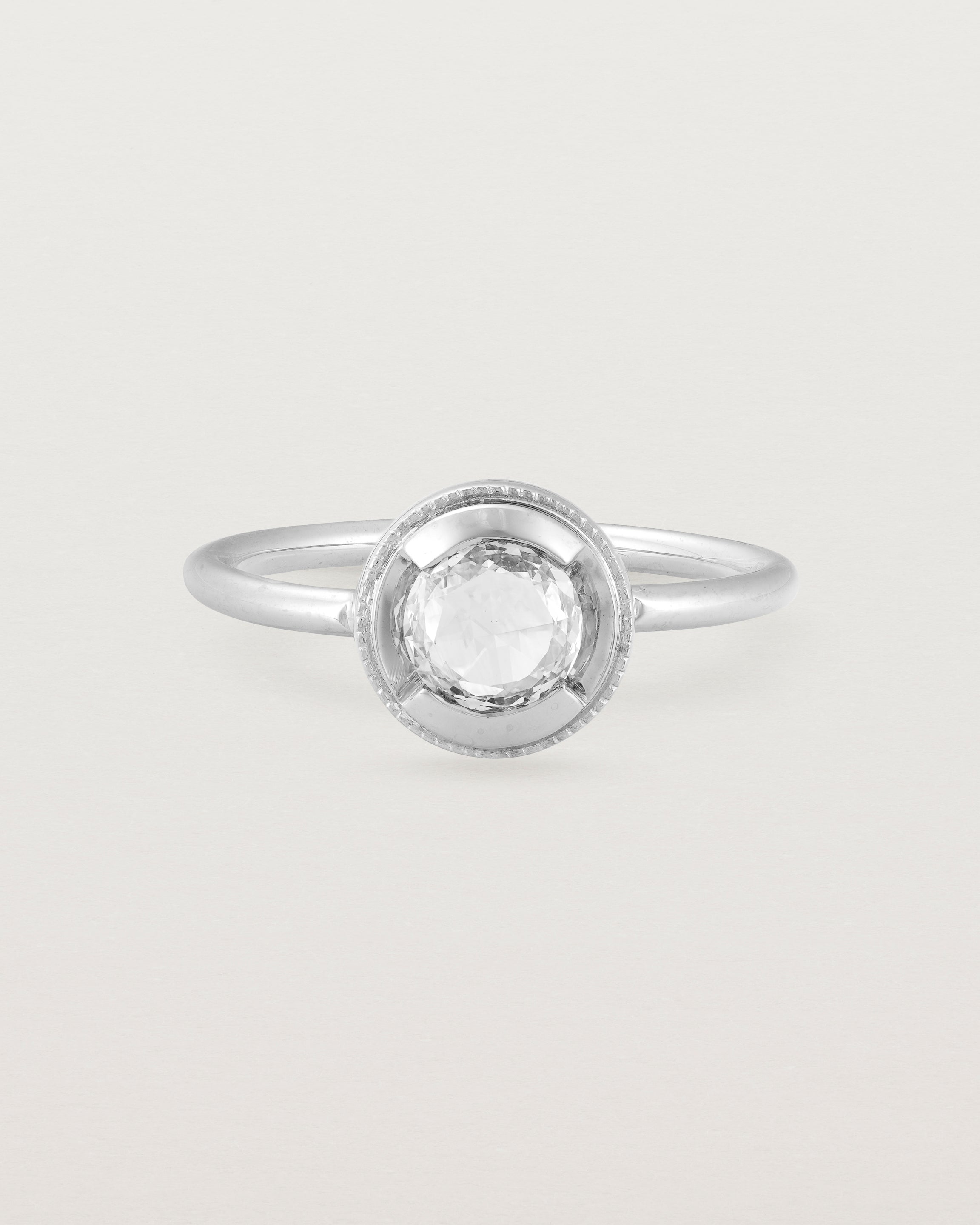 Front view of the Adeline Rose Cut Ring | Diamond | White Gold.