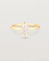 Front image of diamond marquise ring in yellow gold