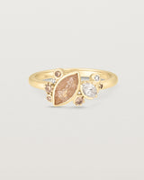 Product image of a yellow gold engagement ring with a rutilated quartz and diamonds