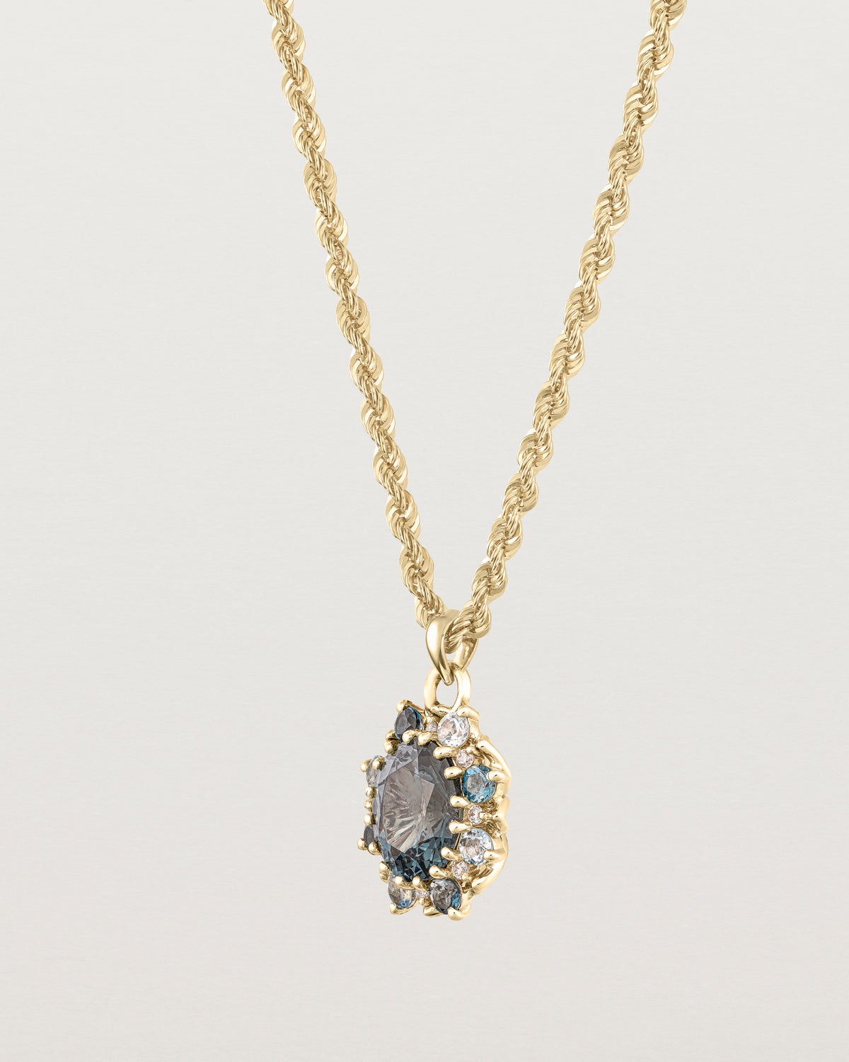 Eirene Halo Pendant | Blue Spinel & Diamond