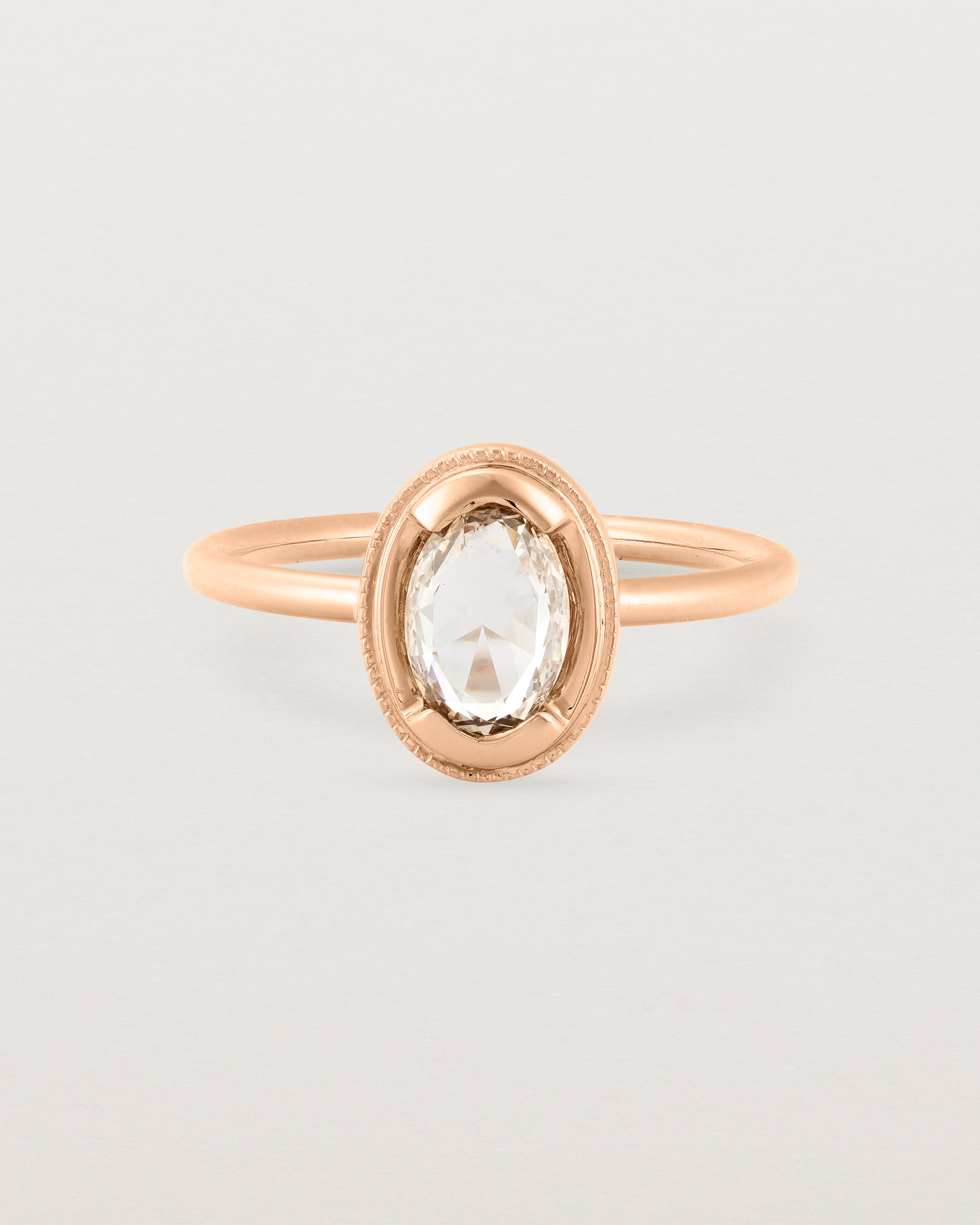 Front view of the Esther Rose Cut Ring | Diamond | Rose Gold.