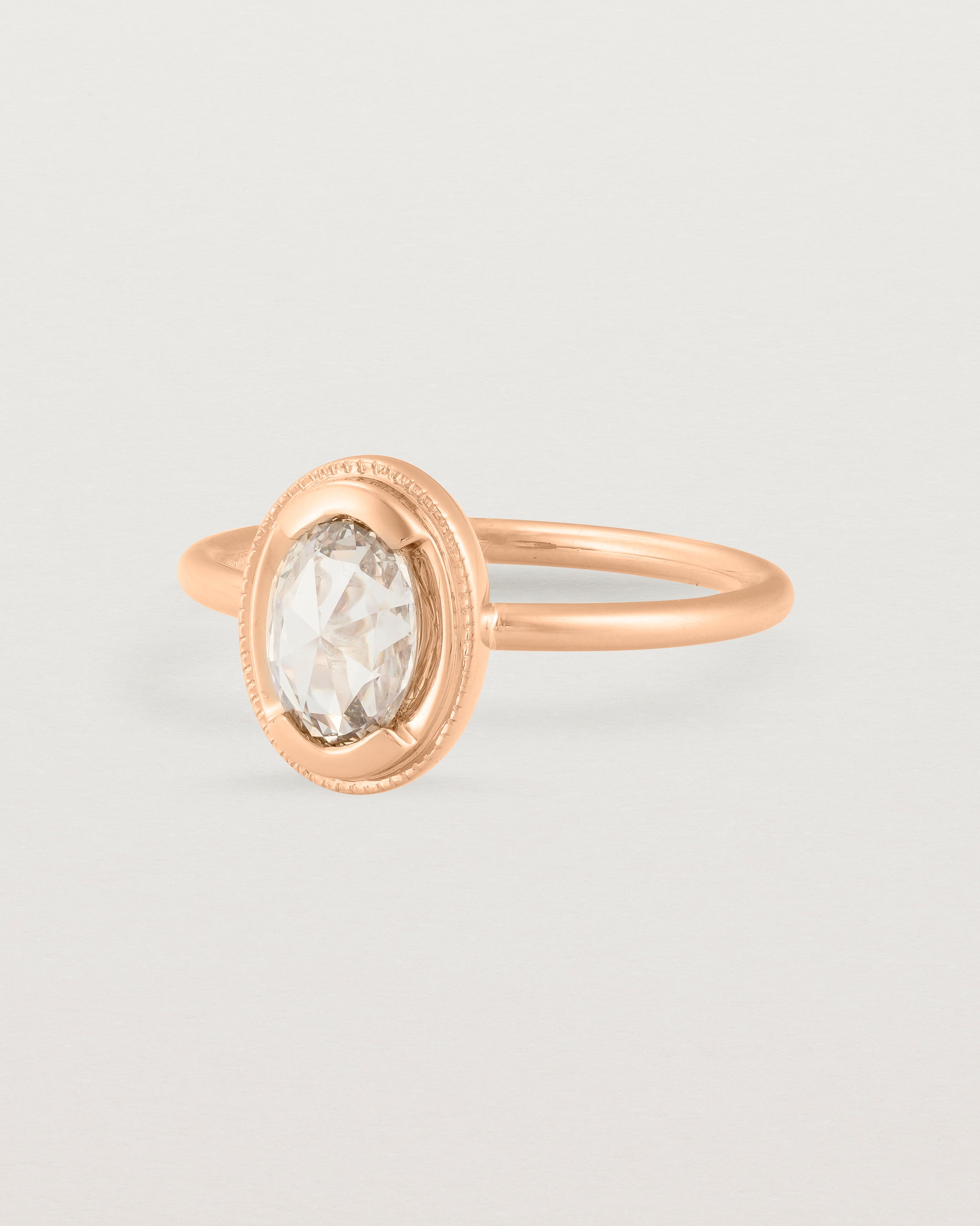 Angled view of the Esther Rose Cut Ring | Diamond | Rose Gold.