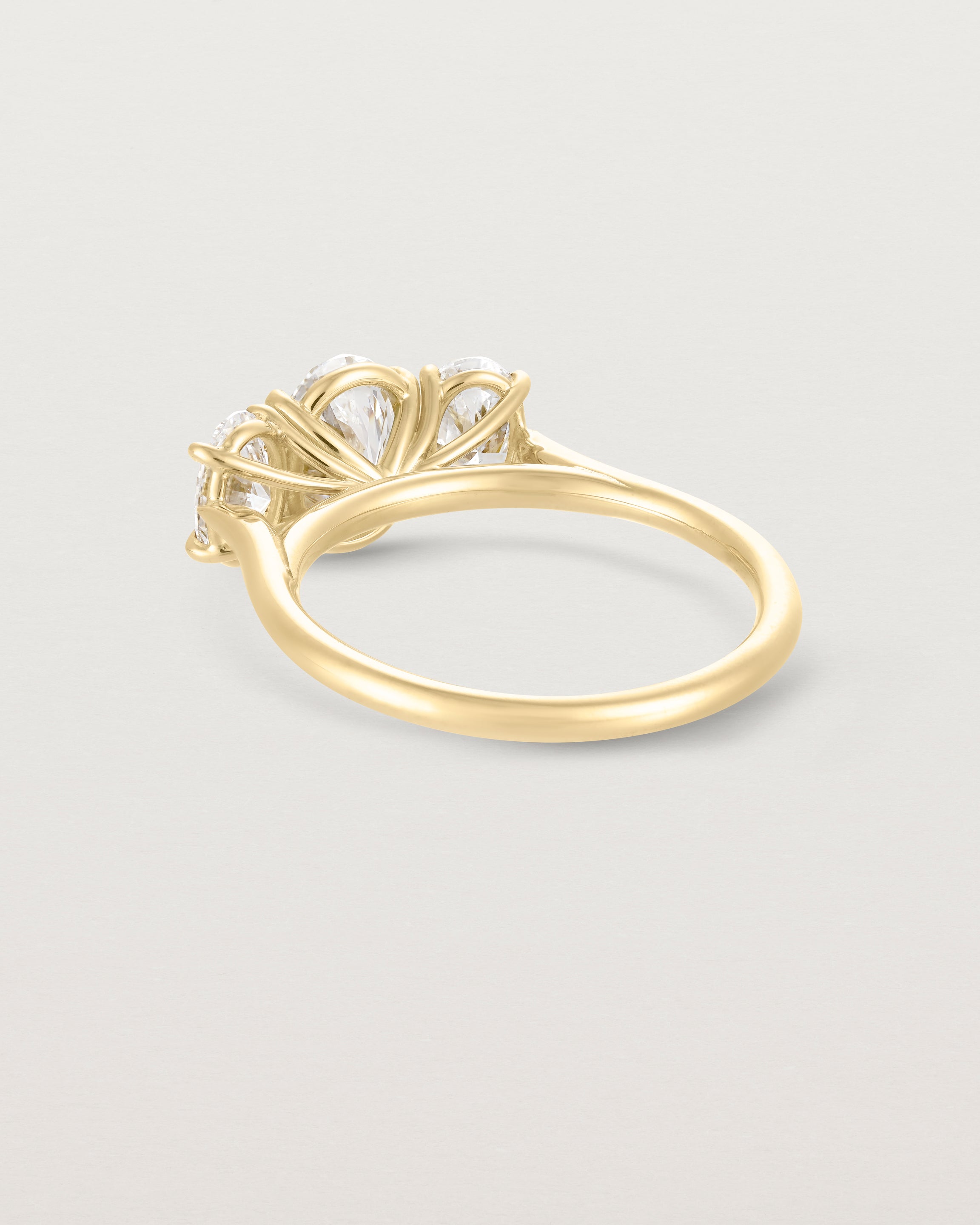 Back view of the Kahlia Trio Ring | Laboratory Grown Diamonds in yellow gold.