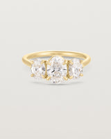 Front view of the Kahlia Trio Ring | Laboratory Grown Diamonds in yellow gold.