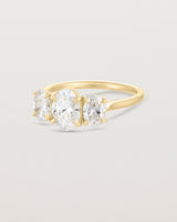 Angled view of the Kahlia Trio Ring | Laboratory Grown Diamonds in yellow gold.