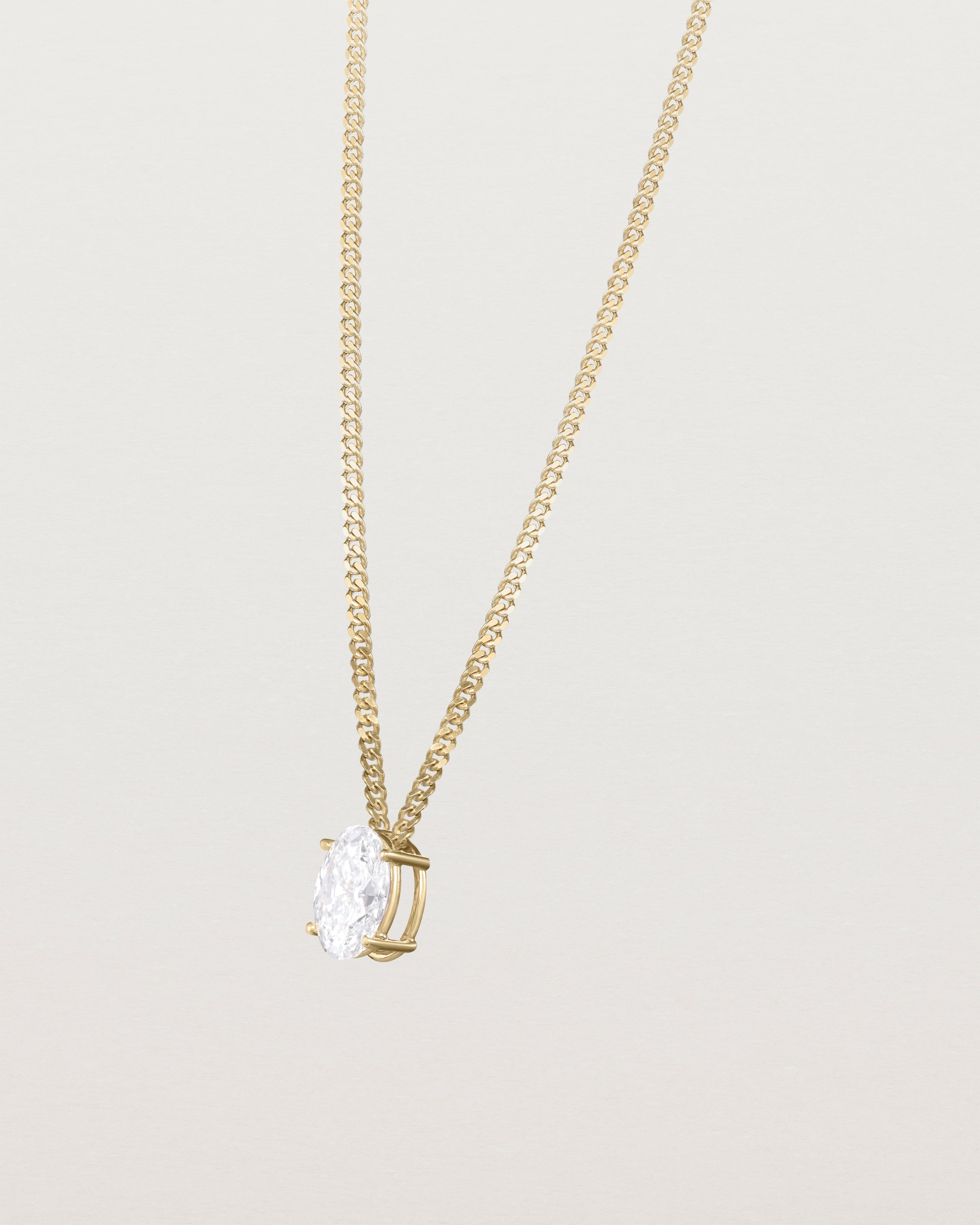 Angled view of the Sara Necklace | Laboratory Grown Diamond in yellow gold. 